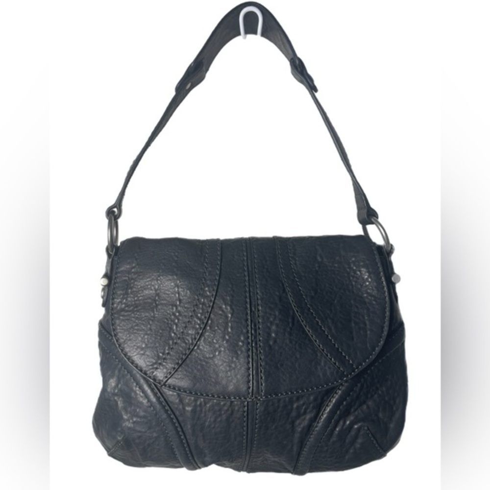 Fossil Fifty-Four Black Genuine Leather Shoulder Bag